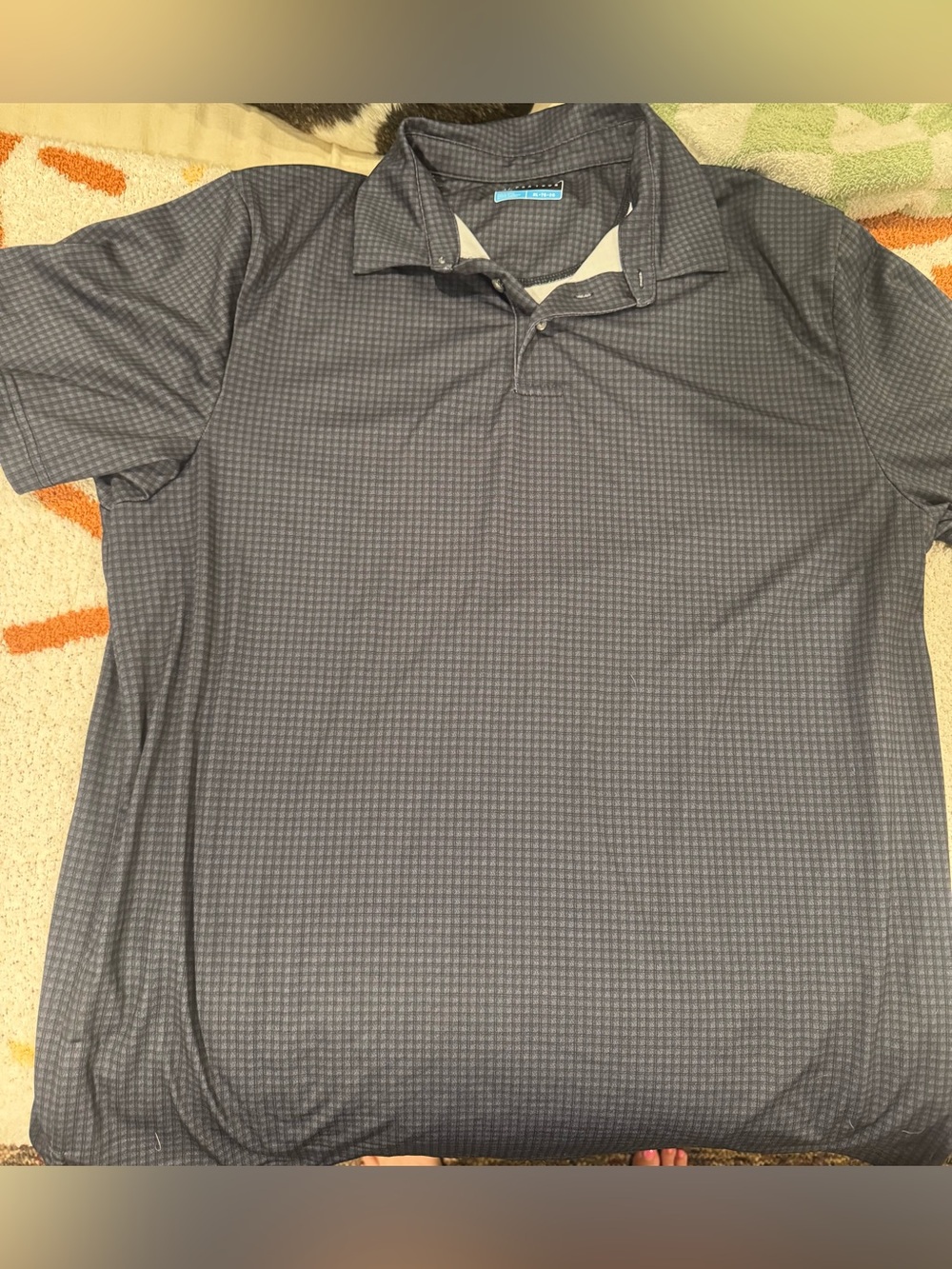 PGA Tour Blue Micro-Check Performance Polo